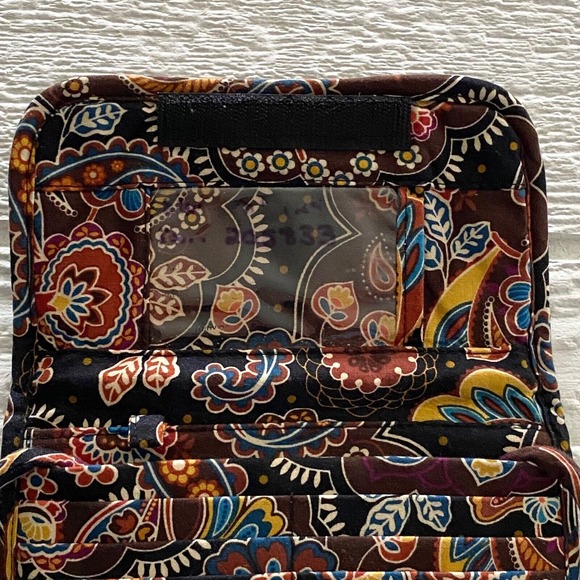 Vera Bradley Wallet With Strap Crossbody Kensington Brown Paisley Retired Print - Picture 9 of 10